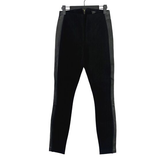 NWOT J. Crew Leather Trim Tuxedo Stripe Pixie Ponte Ankle Pants Legging 00 Black - Picture 2 of 15